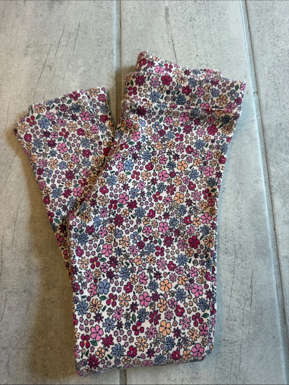 Zara Girls Ribbed Printed Leggings Size 6